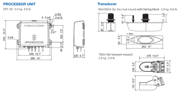 DFF-3D & Transducer Dimensions