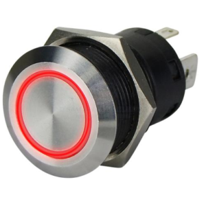 Switch Push Round SS on-off LED Ring Red 12V/20A