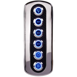 Switch panel SS 6 gang push on-off LED Blue