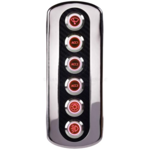 Switch panel SS 6 gang push on-off LED Red